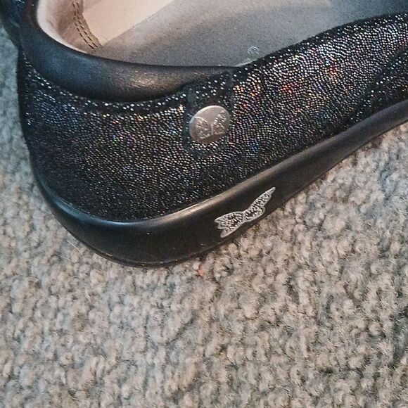 Alegria Kel-674 Black Leather Glitter Clogs Sz 38 EUC - Picture 8 of 8